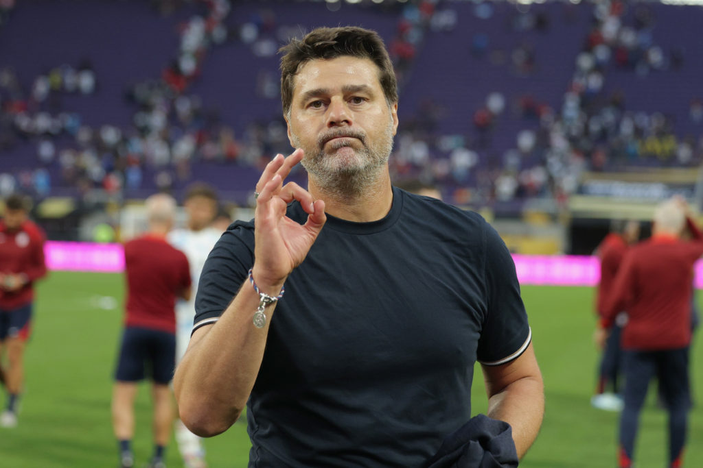 United States head coach Mauricio Pochettino celebrates after his team beat Costa Rica in the Gold Cup 2025.
