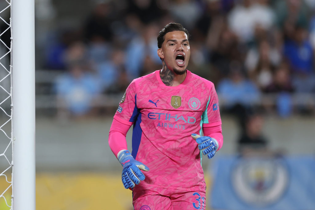 Ederson during a Club World Cup game between Manchester City and Al Hilal.