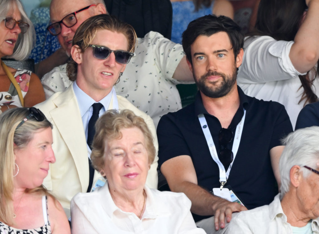 Anthony Gordon sits with Jack Whitehall on Court No.1 at Wimbledon