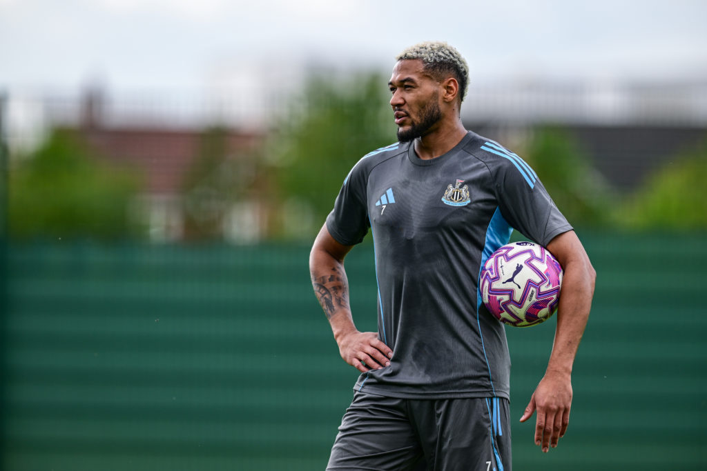 Joelinton watching on during Newcastle United pre-season training.