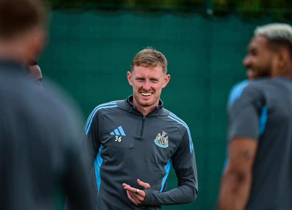 Sean Longstaff is pictured training with Newcastle United during pre-season.