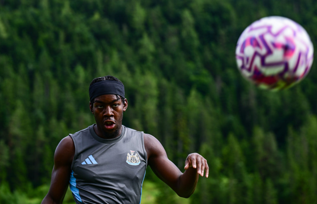 Anthony Elanga takes part in a pre-season training session with Newcastle United.