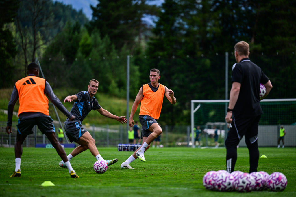 Newcastle United players in training during a camp in Austria.