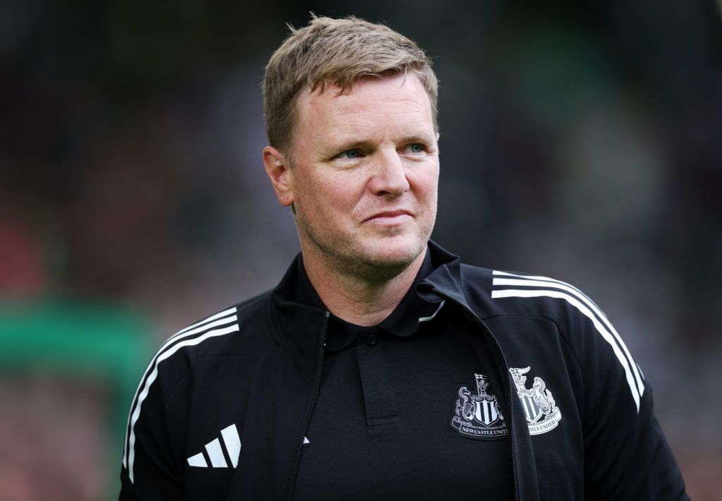 Eddie Howe is seen during a Newcastle United pre-season friendly against Celtic.
