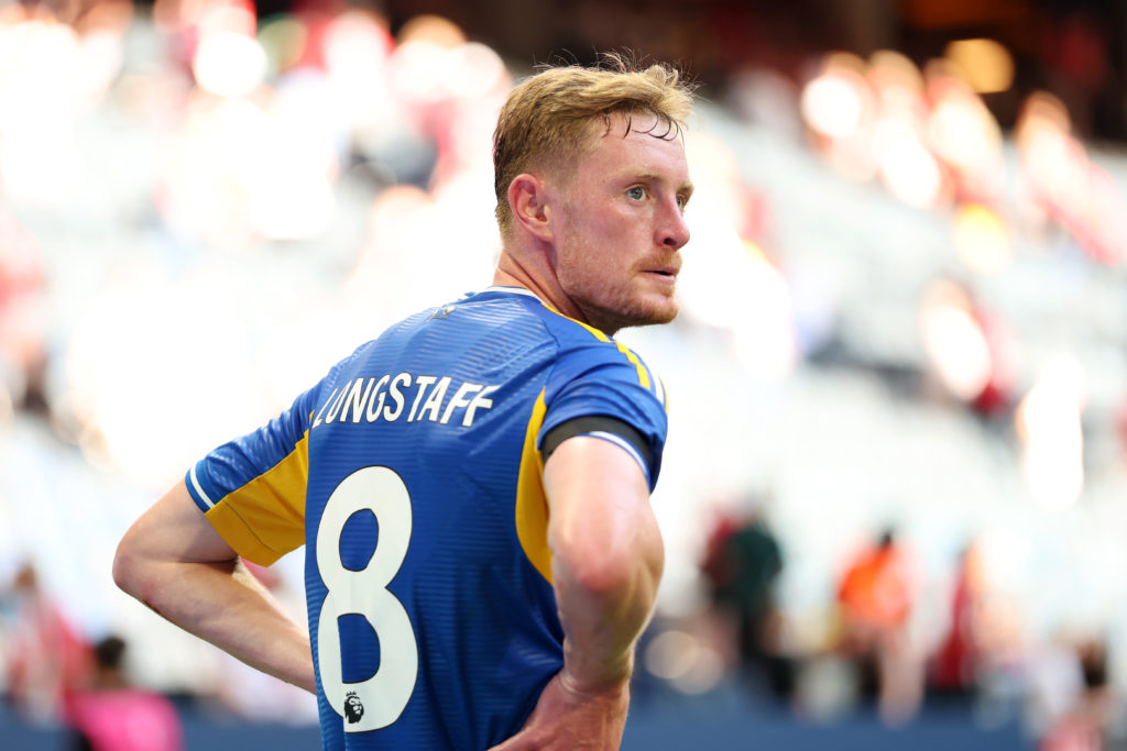 Sean Longstaff looks on during Leeds United's pre-season friendly against Manchester United.