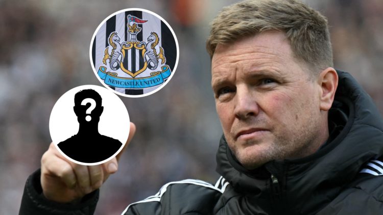 Eddie Howe reacts ahead of the English Premier League football match between Newcastle United and Ipswich Town. Inset: the Newcastle United badge o...