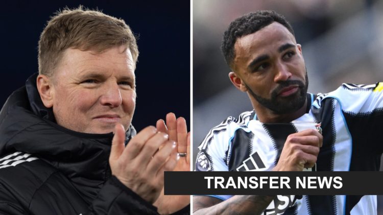 Eddie Howe claps after Newcastle United beat Leicester. Callum Wilson looks emotional on the pitch after playing for Newcastle United.