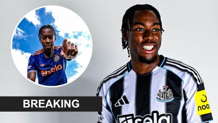 Anthony Elanga is unveiled as a Newcastle United player, Anthony Elanga poses in Newcastle United's away shirt