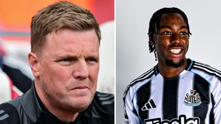 Eddie Howe looks on while managing Newcastle United, Anthony Elanga is unveiled as a Newcastle United player