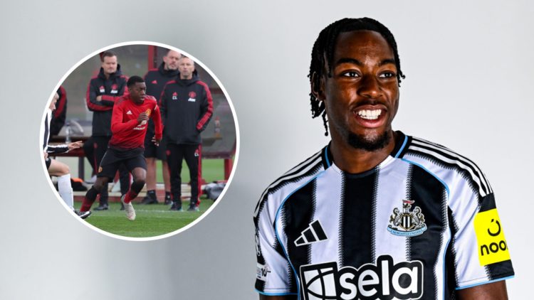 Anthony Elanga poses as Newcastle United's newest signing, Anthony Elagna playing for Manchester United Under-18s