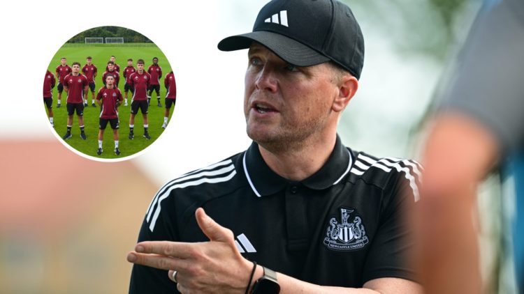 ddie Howe speaks as the players return to Pre Season Training at the Newcastle United Training Centre. Inset: Newcastle United academy players posi...