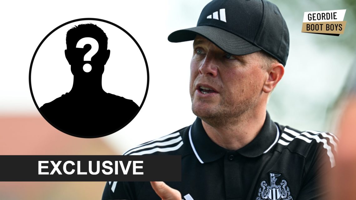 Newcastle United manager Eddie Howe takes a pre-season training session, mystery player