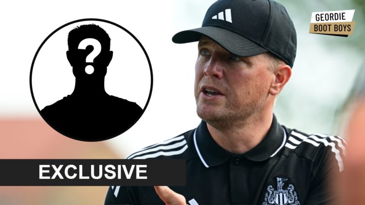 Newcastle United manager Eddie Howe takes a pre-season training session, mystery player