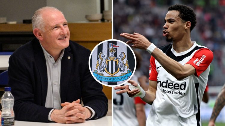 Newcastle United head of recruitment Steve Nickson after the signing of Anthony Gordon and Hugo Ekitike celebrates scoring for Eintracht Frankfurt....