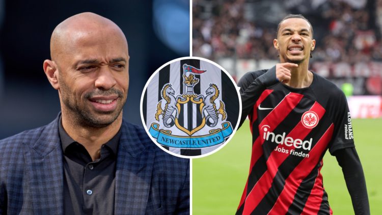 Thierry Henry doing punditry, Hugo Ekitike celebrates scoring a goal, Newcastle United badge