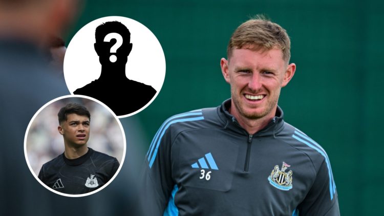 Sean Longstaff during Newcastle United's pre-season training camp, Lewis Miley warms up for Newcastle United, mystery player