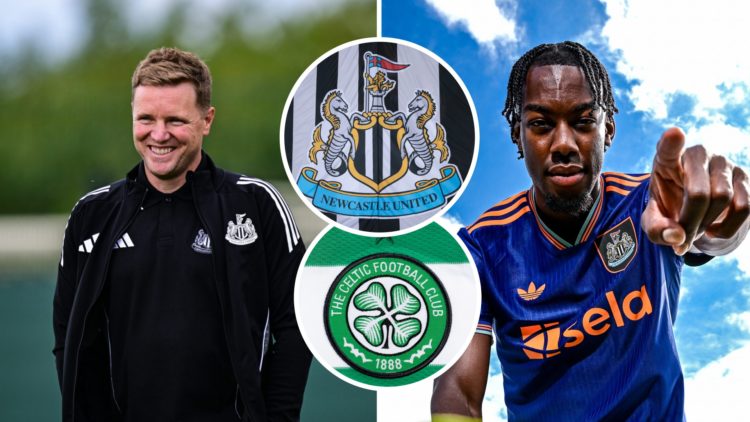 Eddie Howe taking a Newcastle United training session, Anthony Elanga joins Newcastle United, Newcastle United badge, Celtic badge