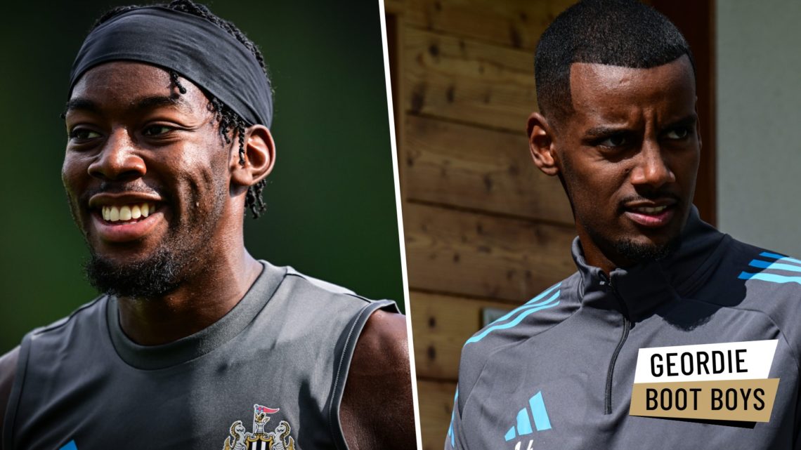 Anthony Elanga during a Newcastle United training session. Alexander Isak before a Newcastle United training session.