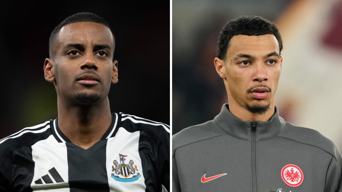 Alexander Isak playing for Newcastle United, Hugo Ekitike playing for Eintracht Frankfurt