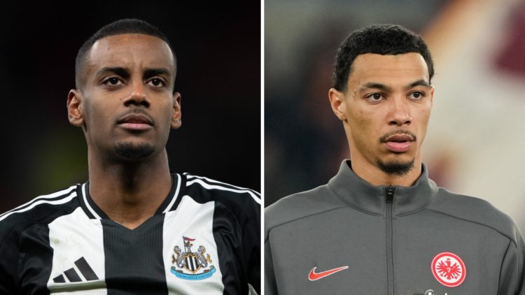 Alexander Isak playing for Newcastle United, Hugo Ekitike playing for Eintracht Frankfurt