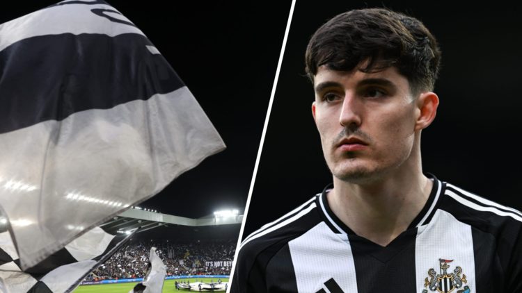 Tino Livramento playing for Newcastle United against Brighton. A view of a packed out St James' Park before a Champions League game between Newcast...