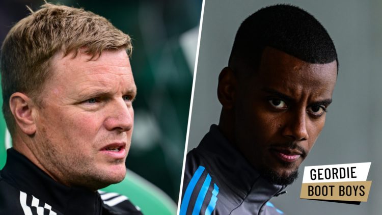 Eddie Howe on the bench as Newcastle United play Celtic. Alexander Isak at a pre-season training camp with Newcastle United.