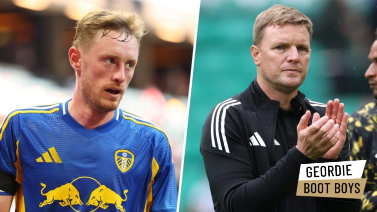 Sean Longsaaff looks on during a pre-season friendly between Leeds United and Manchester United. Eddie Howe reacts after Newcastle United lost to C...