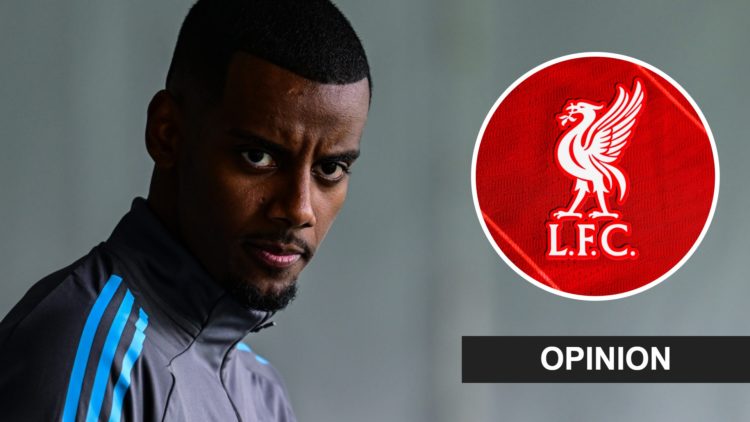 Alexander Isak in pre-season training with Newcastle United, Liverpool badge