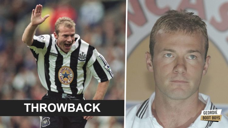 Alan Shearer celebrates scoring for Newcastle United, Alan Shearer is unveiled as a Newcastle United player