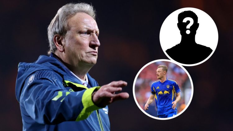 Neil Warnock during a Championship game between Luton Town and Middlesbrough. Inset: Leeds United midfielder Sean Longstaff and a mystery player.