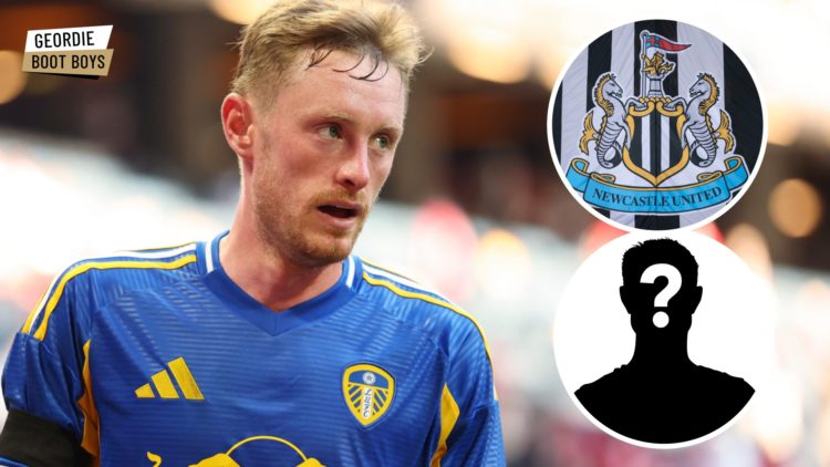 Sean Longstaff playing in a friendly for Leeds United, Newcastle United badge, mystery player