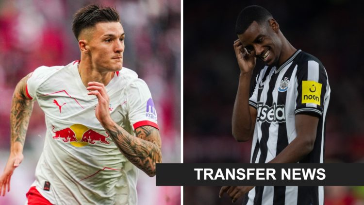 Benjamin Sesko playing for RB Leipzig. Alexander Isak playing for Newcastle United.