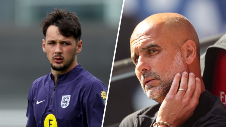 James Trafford looks on during an England training session. Pep Guardiola looks on during the FA Cup final between Manchester City and Crystal Palace.