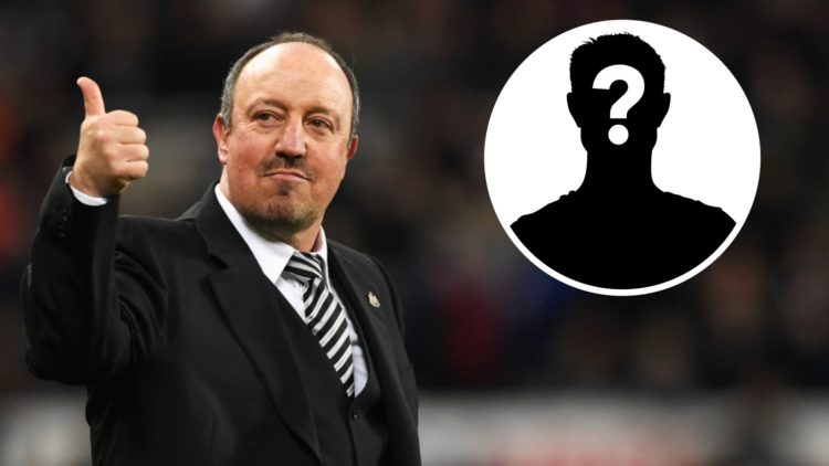 Rafa Benitez celebrates after Newcastle United beat Preston. Inset, mystery person graphic.