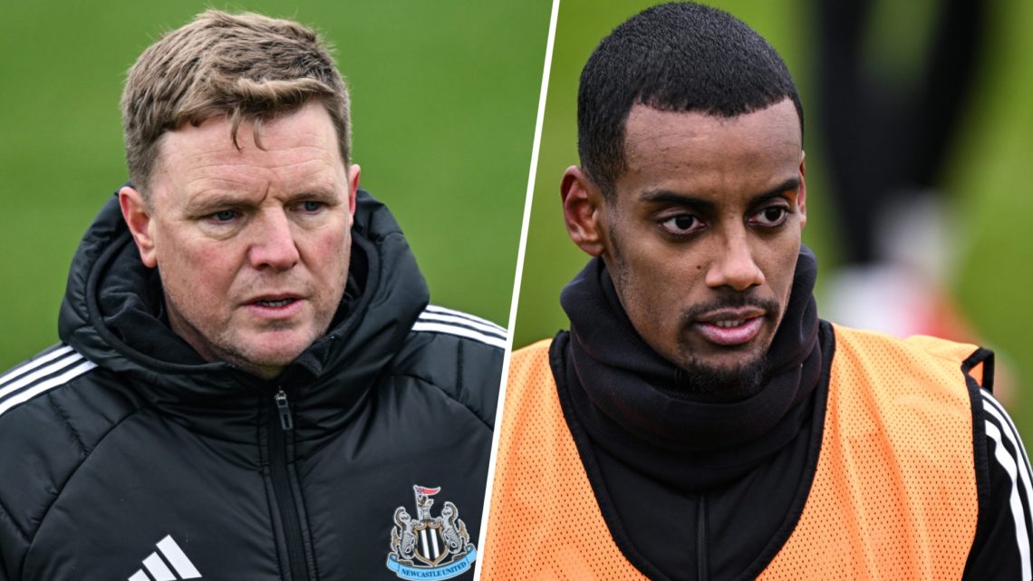 Eddie Howe in Newcastle United training. Alexander Isak trains with Newcastle United.