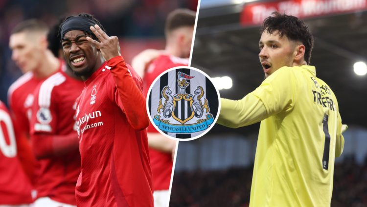 Anthony Elanga celebrates after Chris Wood of Nottingham Forest scored their sides fourth goal. James Trafford reacts during the Sky Bet Championsh...