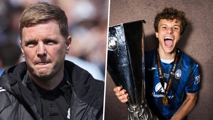 Giorgio Scalvini poses for a portrait after the team's victory in the UEFA Europa League 2023/24 final match between Atalanta BC and Bayer 04 Lever...