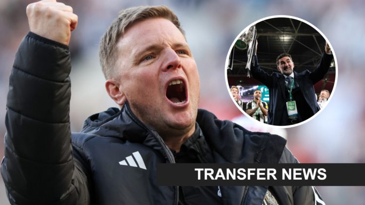 Eddie Howe celebrates qualifying for the Champions League, Yasir Al-Rumayyan holds the Carabao Cup trophy in the air after Newcastle United's victory