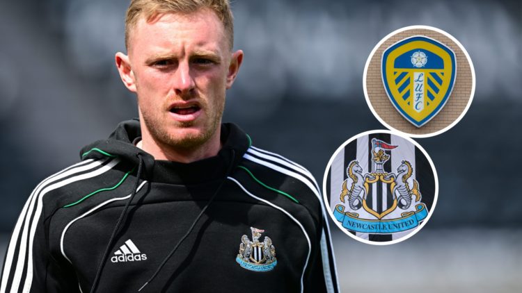 Sean Longstaff arrives for the Premier League match between Newcastle United FC and Everton FC. Inset: the Newcastle United badge on a flag and the...