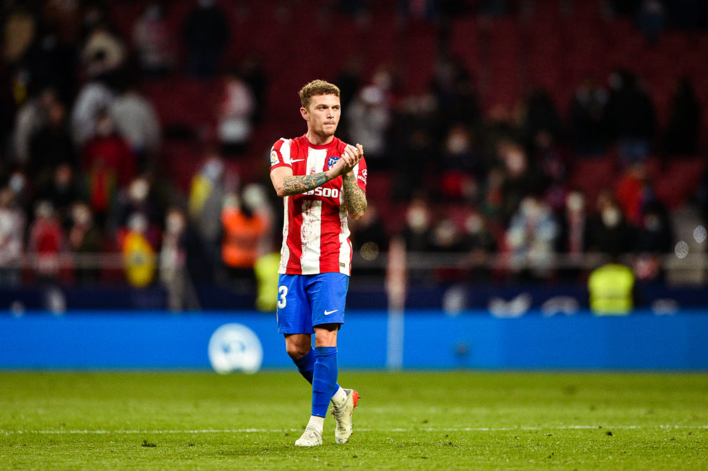 Kieran Trippier applauds the fans after a La Liga game between Atletico Madrid and Rayo Vallecano.