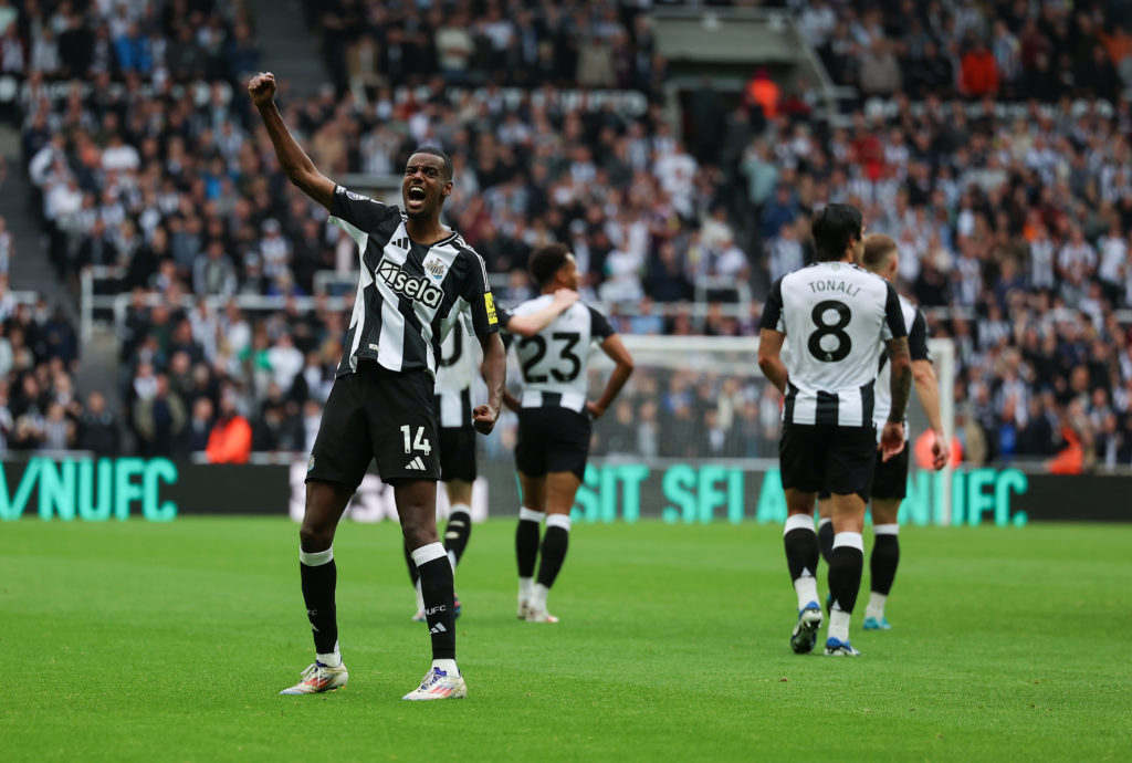 Alexander Isak celebrates scoring for Newcastle United against Tottenham Hotspur.