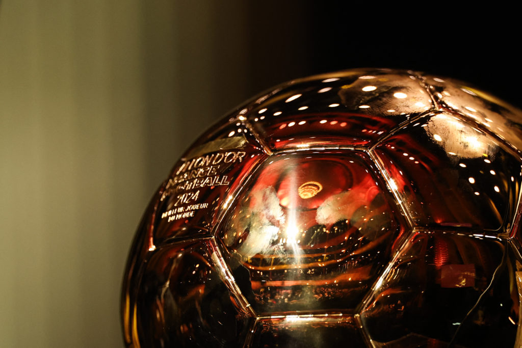A close-up shot of the Ballon d'Or ahead of the 2024 ceremony.