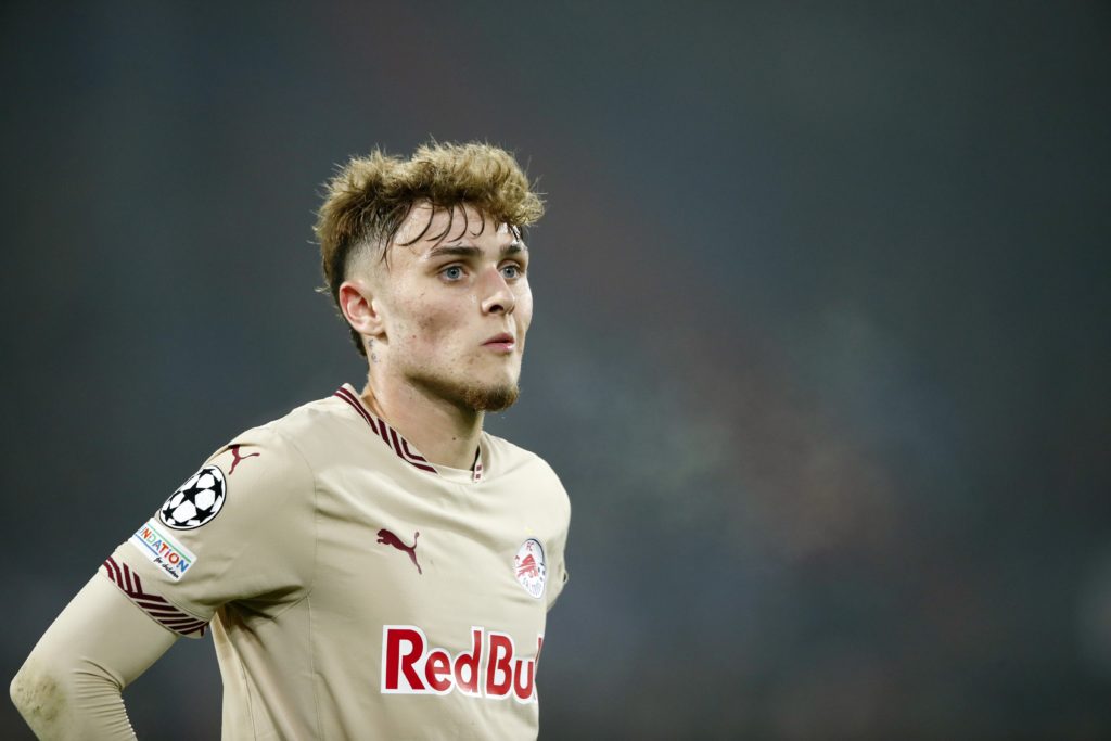 Bobby Clark in Champions League action for RB Salzburg.