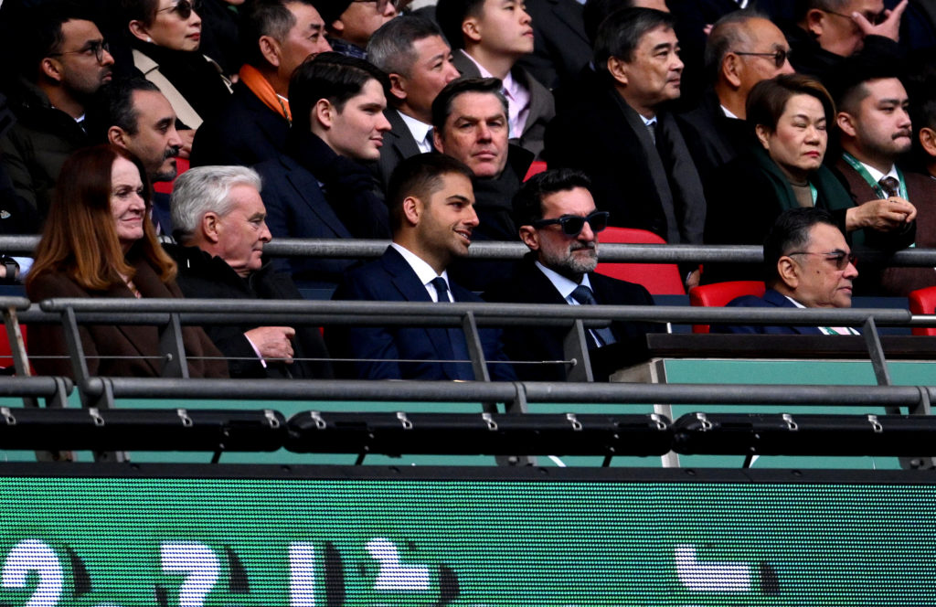 Jamie Reuben watches on from the stands during the Carabao Cup final between Liverpool and Newcastle United.