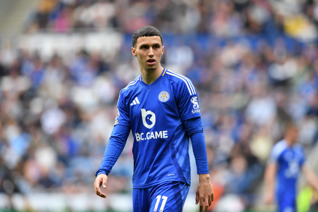 Bilal El Khannouss playing for Leicester City against Southampton in the Premier League.