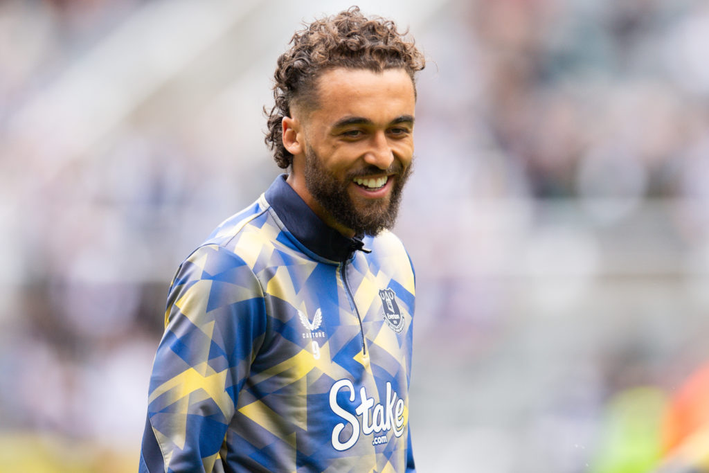 Dominic Calvert-Lewin warms up before a Premier League game between Newcastle United and Everton.