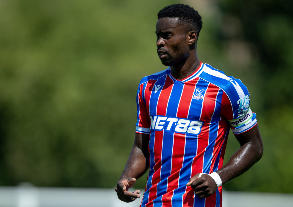 Marc Guehi playing for Crystal Palace in a pre-season friendly against Millwall.