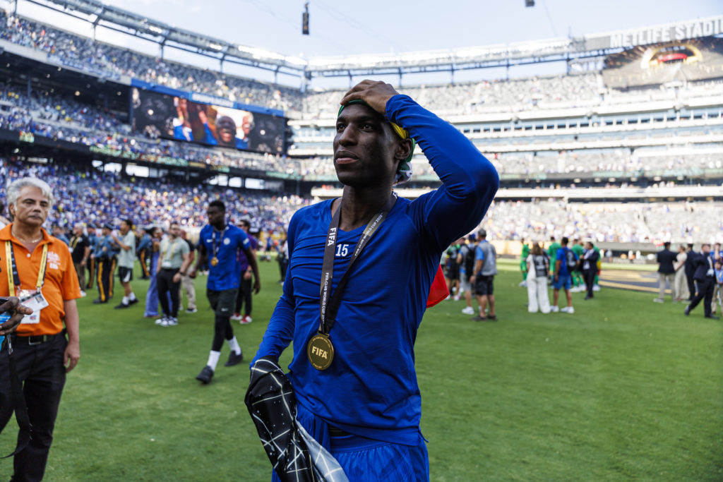 Nicolas Jackson looks on after Chelsea beat PSG in the Club World Cup final.