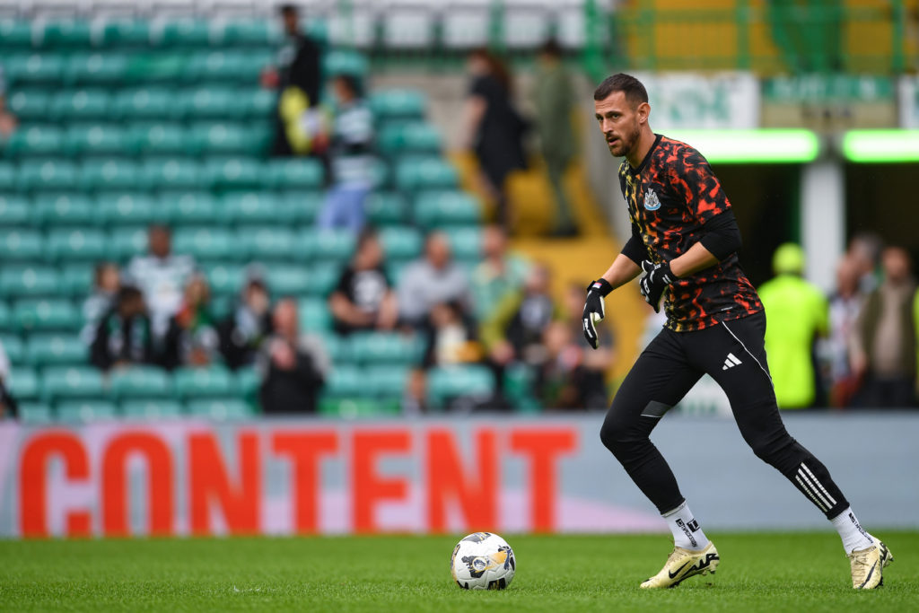 Martin Dubravka warms up before a pre-season game between Celtic and Newcastle United.