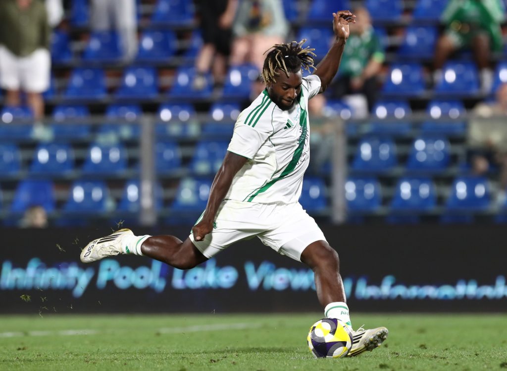 Allan Saint-Maximin in action during a game between Al-Ahli and Celtic FC.